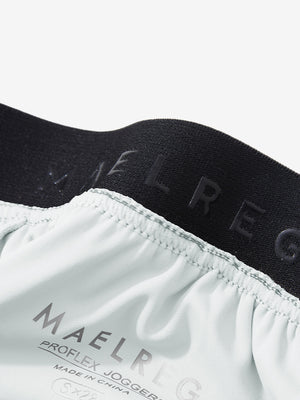 Inside view of waistband on white women's lightweight athletic sweatpants
