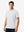 Front upper body view in white of men's short sleeve slim fit roma knit t-shirt.