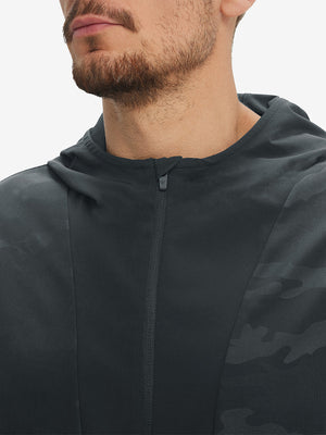 Water-Resistant Embossed Short Sleeve Q-Zip Hoodies