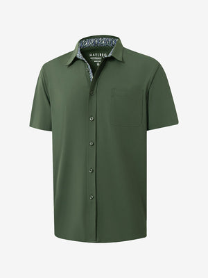 3d rendering of military green cool print plain button up shirts