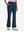 Front lower body shot of model wearing navy women's high waist stretch golf pants with pockets