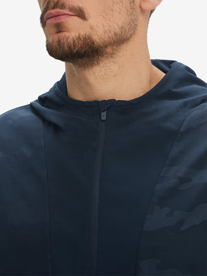 Water-Resistant Embossed Short Sleeve Q-Zip Hoodies