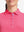Front shot from nose to chest of model wearing rose women's 5 buttons collared polo shirts