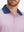 Front view from nose to chest of model wearing pink golf club premium ribbed collar print polo shirts