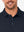 Front view from nose to chest in navy of nylon blend casual jacquard polo shirts.