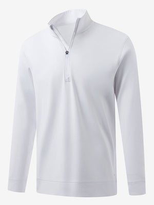 Ultra-Soft Brushed Fleece Lining Quarter Zip Sweatshirt in white, 3D product view