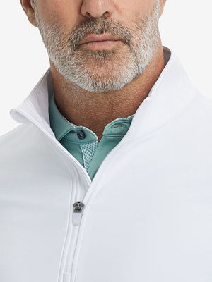 Ultra-Soft Brushed Fleece Lining Quarter Zip Sweatshirt in white, close-up front view