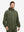 Front upper body shot of model wearing army green waterproof lightweight rain jacket with hood