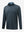 Front 3D view of jacquard quarter zip pullover in black/blue, showing its textured fabric design.