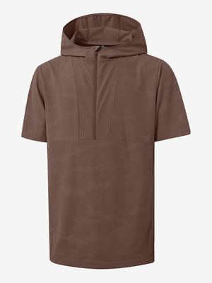 Water-Resistant Embossed Short Sleeve Q-Zip Hoodies