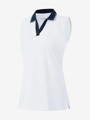 3d rendering of white women's collared v neck quick dry tank tops
