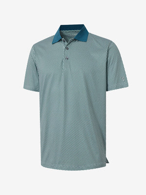 3D render of dark green oval premium ribbed collar print polo shirts