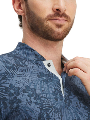 Camisas de golf Henley sin cuello elásticas estampadas