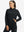 Model with one hand in side pocket wearing women's lightweight hoodies pullover in black.