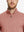 Model front half-body view pulling zipper slightly on quarter zip melange pullover brick melange.