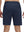 Back lower body shot of model wearing navy 4 way stretch breathable workout athletic shorts