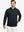 Model front upper body, one hand in pocket, wearing texture solid hoodies pullover, navy.
