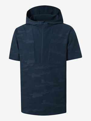 Water-Resistant Embossed Short Sleeve Q-Zip Hoodies