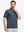 Front upper body shot of model wearing dark blue classic lightweight jacquard golf shirts
