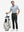 Front full body shot of model wearing dark charcoal straight fit lightweight dress golf pants