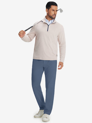 Full body front view of model wearing Golf Lightweight Fleece Lined Dress Pants in advanced grey