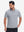 Front half body shot of model wearing navy white comfy breathable pin-stripe texture golf polos