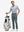 Front full body shot of model wearing iron grey straight fit lightweight dress golf pants