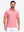 Back upper body shot of model wearing brick red moisture wicking jacquard golf shirts