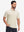 Front half body shot of model wearing beige white comfy breathable pin-stripe texture golf polos
