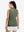 Back upper body view in mossy stone of women's 4 buttons golf polo shirts.