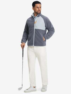 Full body front view of model wearing Golf Lightweight Fleece Lined Dress Pants in beige