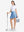 Front full body shot of model wearing light blue women's high waisted golf skirts with 4 inner pockets