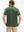Back upper body shot of model wearing military green cool print plain button up shirts