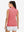 Back upper body view in pink of women's 4 buttons golf polo shirts.
