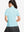 Back upper body shot of model wearing light blue women's breathable 1/4 zip pullover golf shirts