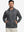 Model in grey exclusive print kangaroo hoodies with hands in pocket, relaxed front upper view.