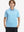 Front upper view of Kids stripe golf polos showing crisp stripes in sky blue stripe