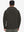 Back upper-body view of water-resistant heat-tech softshell winter jacket with hood in coffee.