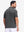 Back half body shot of model wearing light and dark grey comfy breathable pin-stripe texture golf polos