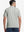 Back upper body shot of model wearing grey golf car premium ribbed collar print polo shirts