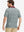 Back upper body shot of model wearing grey/wine camo premium ribbed collar print polo shirts