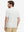 Back half-body view of a model wearing the grey white feather weight jacquard polo shirts, highlighting the rear fit
