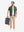 Front full body shot of model exercising in military green cool print plain button up shirts