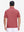 Back upper body shot of model wearing brick red dry fit waffle textured collared golf shirts