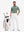 Front full body with golf bag in  celadon green heather of performance heather contrast collar polo shirts.