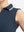 Detail view of armhole on navy women's collared v neck quick dry tank tops