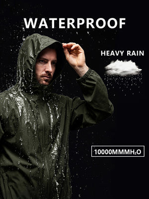 Water repellent feature of army green waterproof lightweight rain jacket with hood
