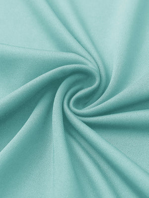 Close-up of blue light women's performance solid polo fabric texture.