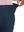 Detail view of waist stretch on navy women's high waist stretch golf pants with pockets