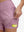 Inside view of pocket on lavender pink women's high waist 2 in 1 quick dry shorts with 7 pockets